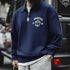 Vintage Embroidered Half-Zip Sweatshirt – Casual Spring Hoodie with Collar